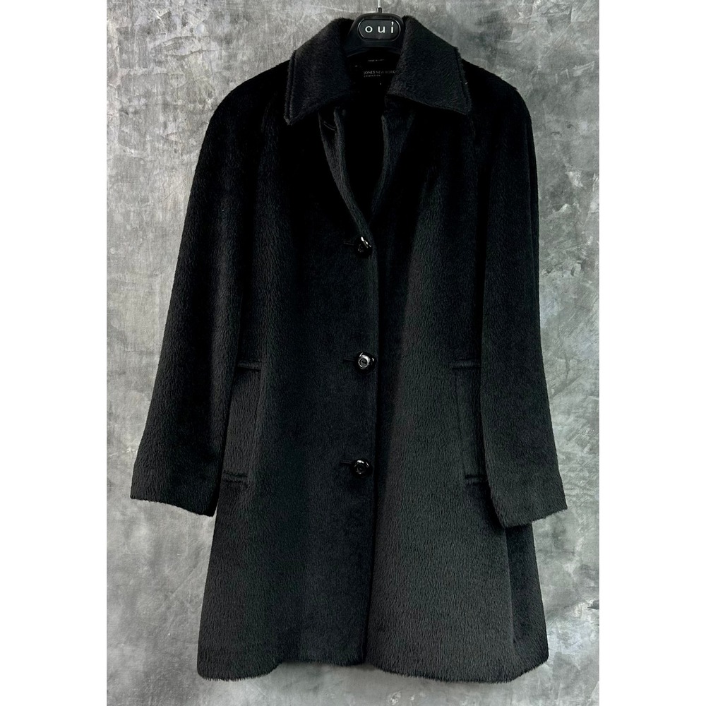 Jones New York Women's Black Angora Blend Dress Over Coat sz 4 (15695)